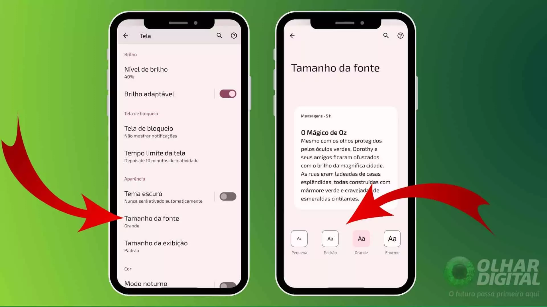 Ajuste de tamanho da fonte no Android