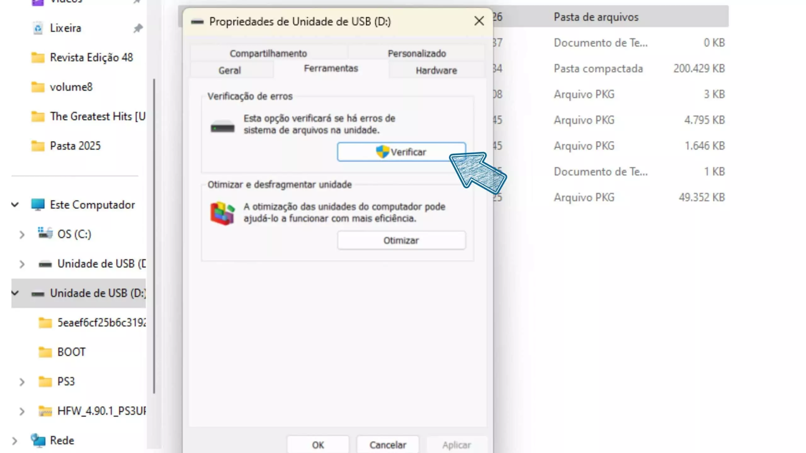 Correção de erros no dispositivo de armazenamento