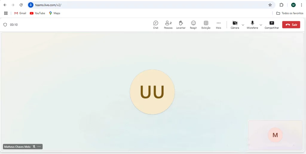 Como esconder a barra de ferramentas do Teams ao compartilhar a tela Guia Região dos Lagos 2 Reunião pelo Microsoft Teams com a barra de ferramentas visível