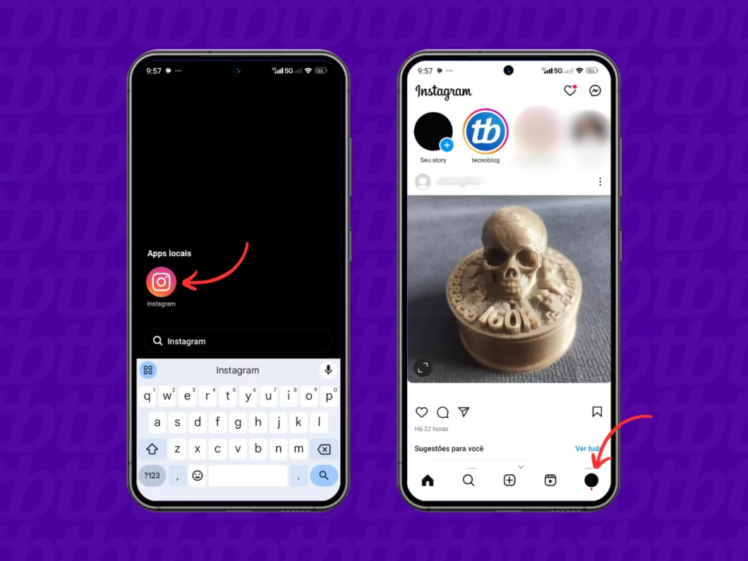 Acessando o seu perfil do Instagram Acessando o seu perfil do Instagram