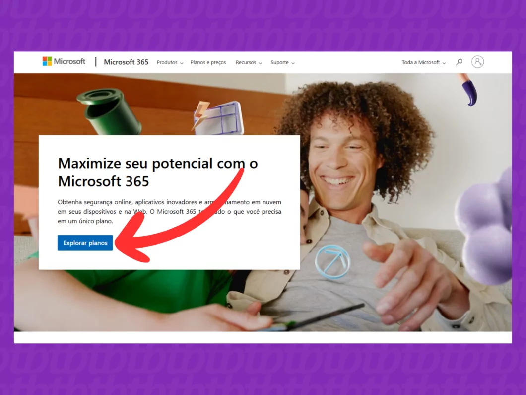 Captura de tela do Microsoft mostrando a seleção de planos Captura de tela do Microsoft mostrando a seleção de planos