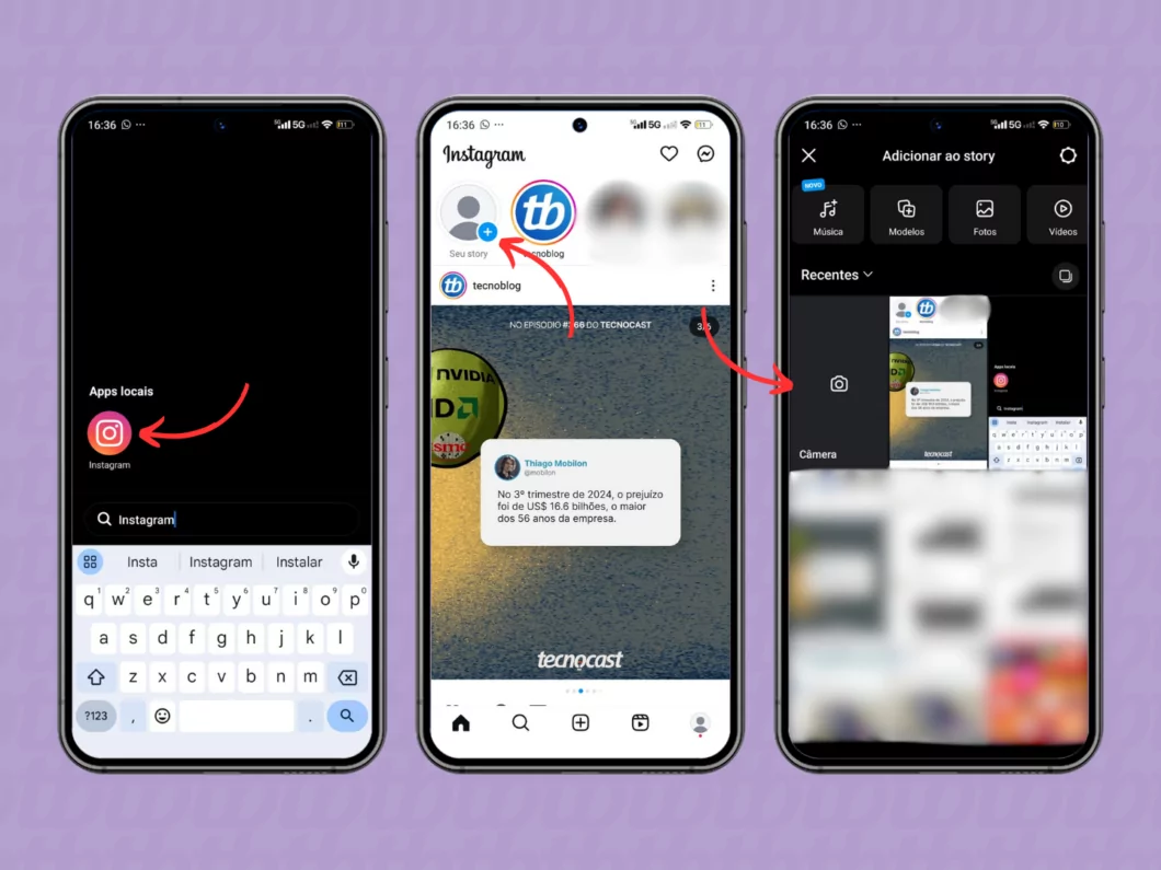 Iniciando uma nova gravação para o Instagram Stories Iniciando uma nova gravação para o Instagram Stories
