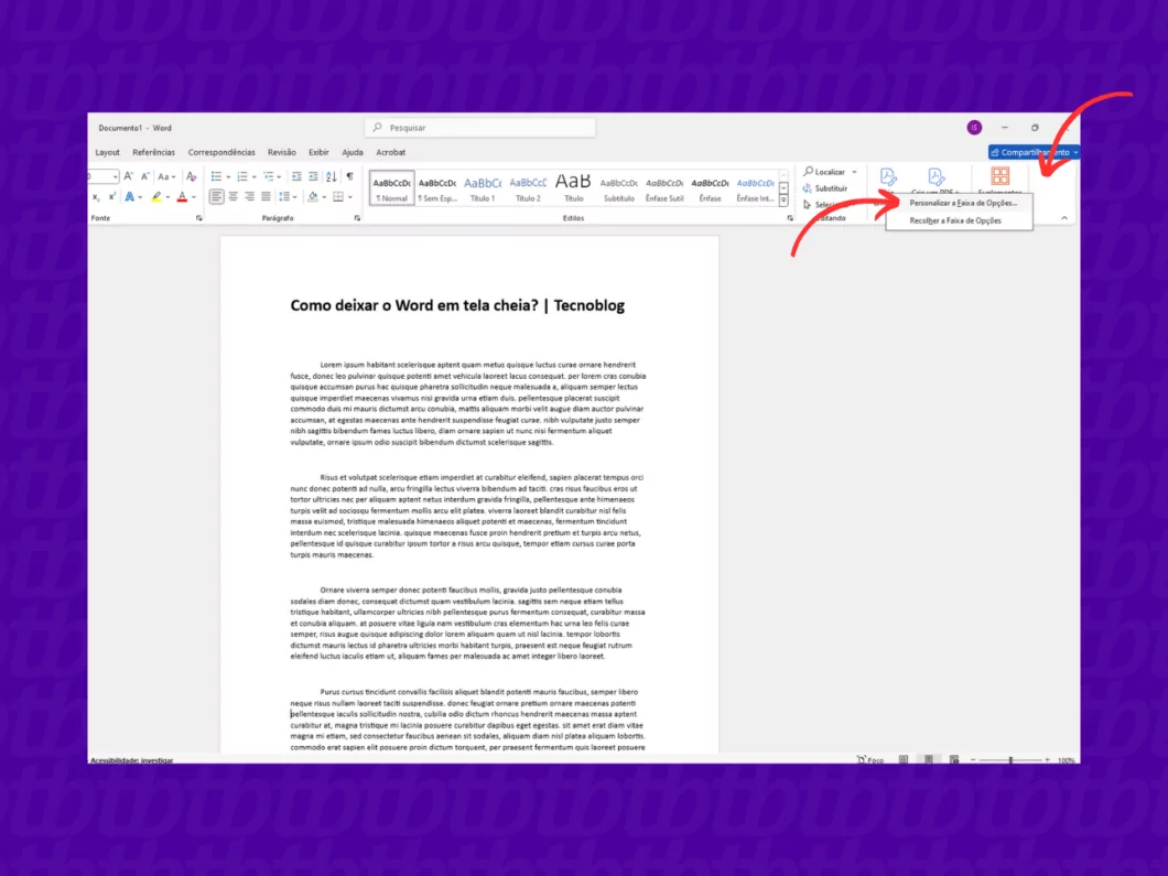 Personalizando a faixa de opções do Word Personalizando a faixa de opções do Word