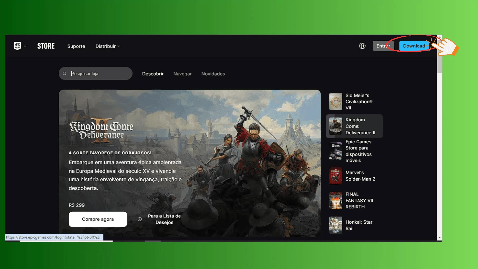 Instalação do Epic Games Launcher