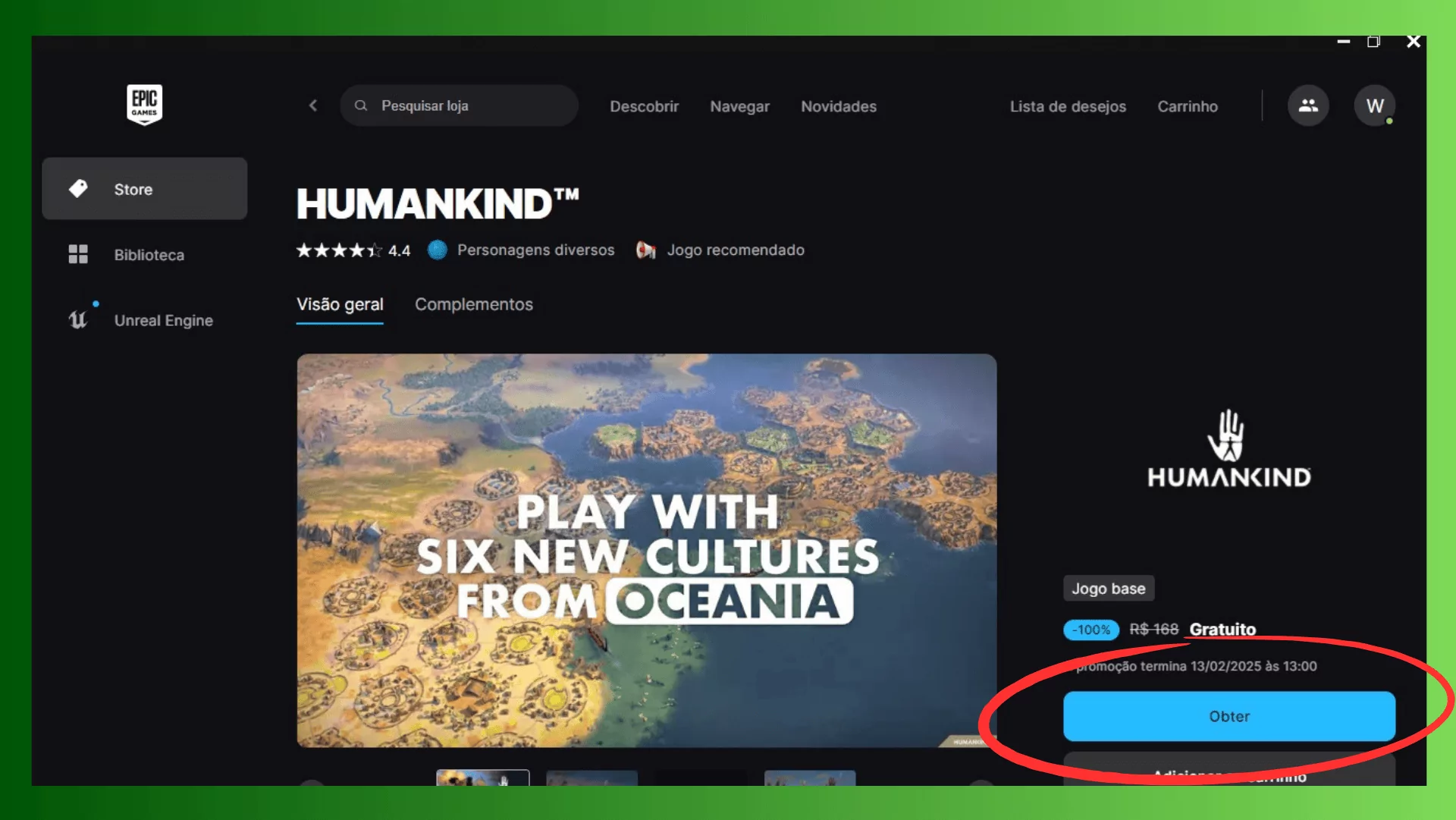 Página do jogo na Epic Games Store