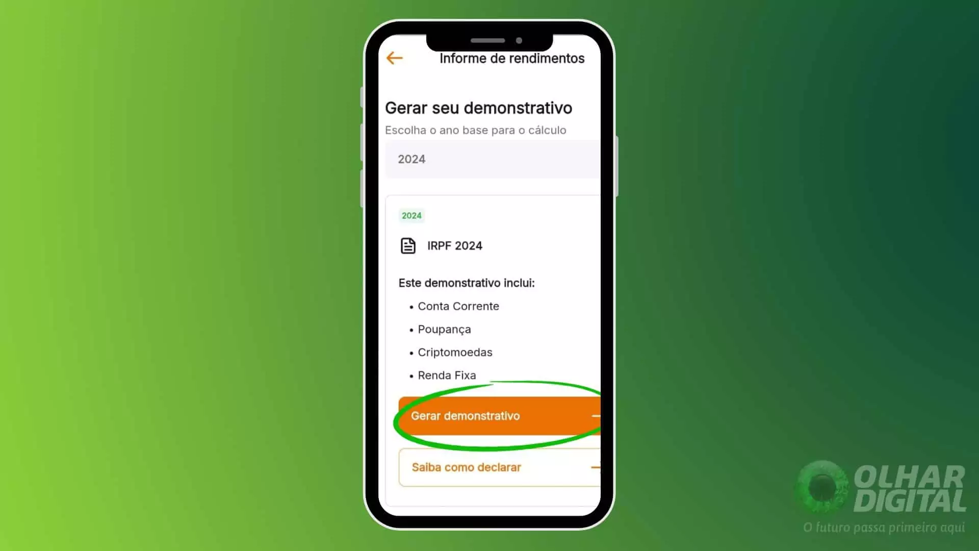 Finalizando o processo de geração do Informe de Rendimentos