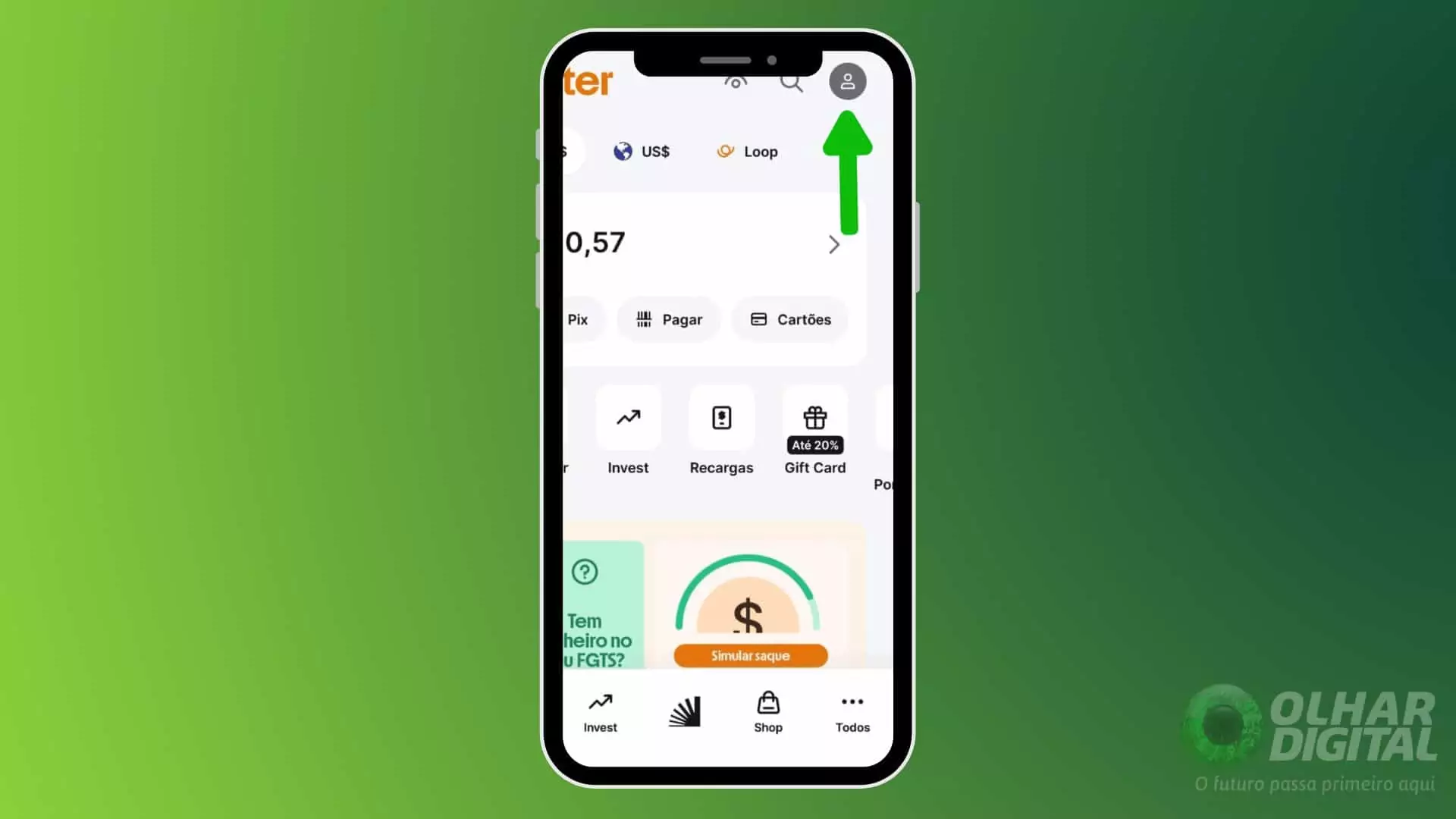Primeiro passo para acessar informes de rendimentos no Banco Inter