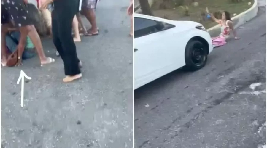Moradores se juntam para resgatar bebê preso em carro desgovernado em Arraial do Cabo
