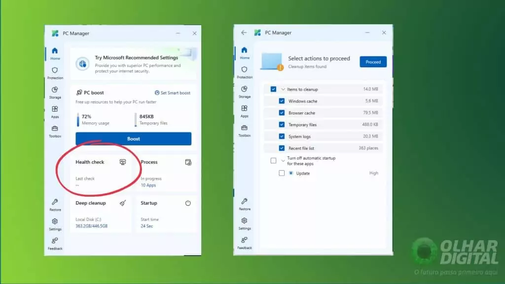 Health Check do Microsoft PC Manager