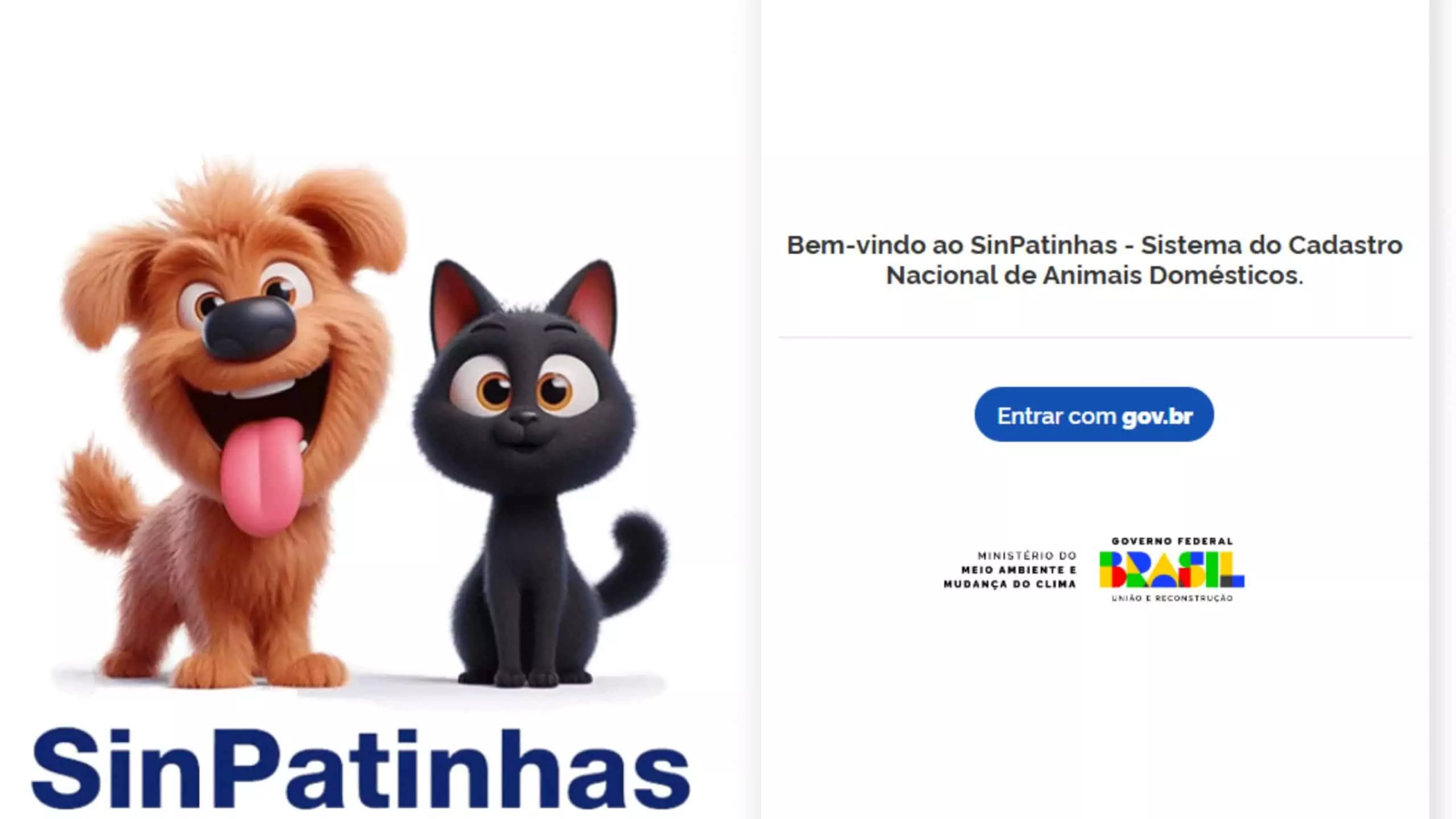 Tela inicial do site SinPatinhas