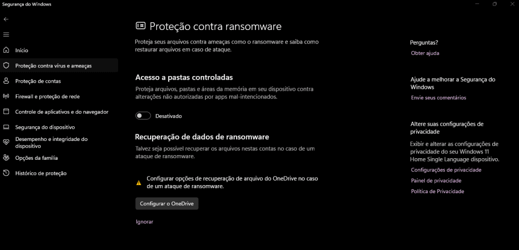 5 funcionalidades práticas do Windows Defender para o computador Guia Região dos Lagos 9 Proteção Contra Ransomware do Windows Defender