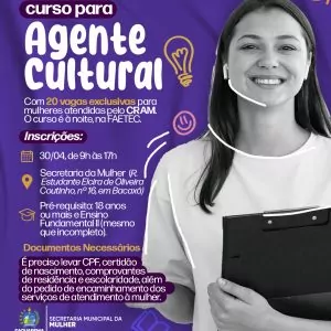 Prefeitura de Saquarema oferece curso gratuito para formação de Agente Cultural às moradoras atendidas pelo CRAM