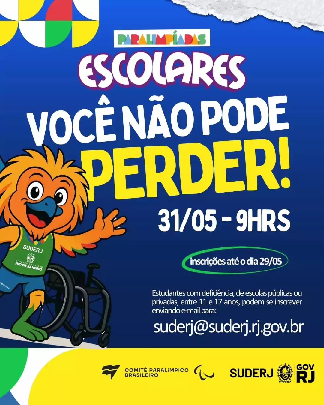 Iguaba Grande sedia seletiva das Paralimpíadas Escolares 2025 com inscrições prorrogadas até 29 de maio