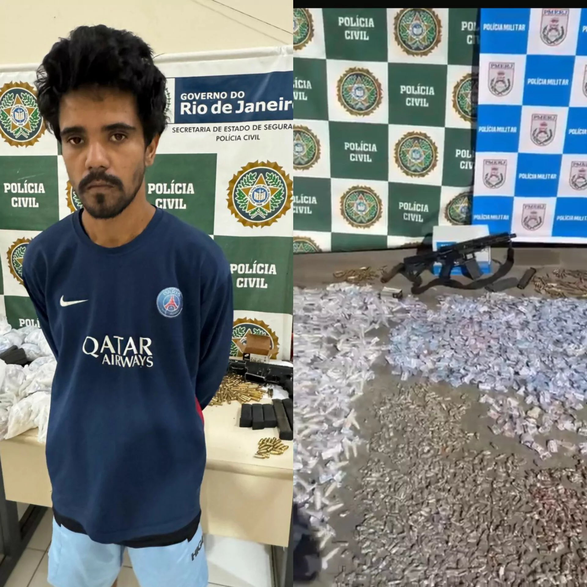 Operação integrada da PM e Civil prende gerente do tráfico em Saquarema e apreende fuzil, drogas e munições